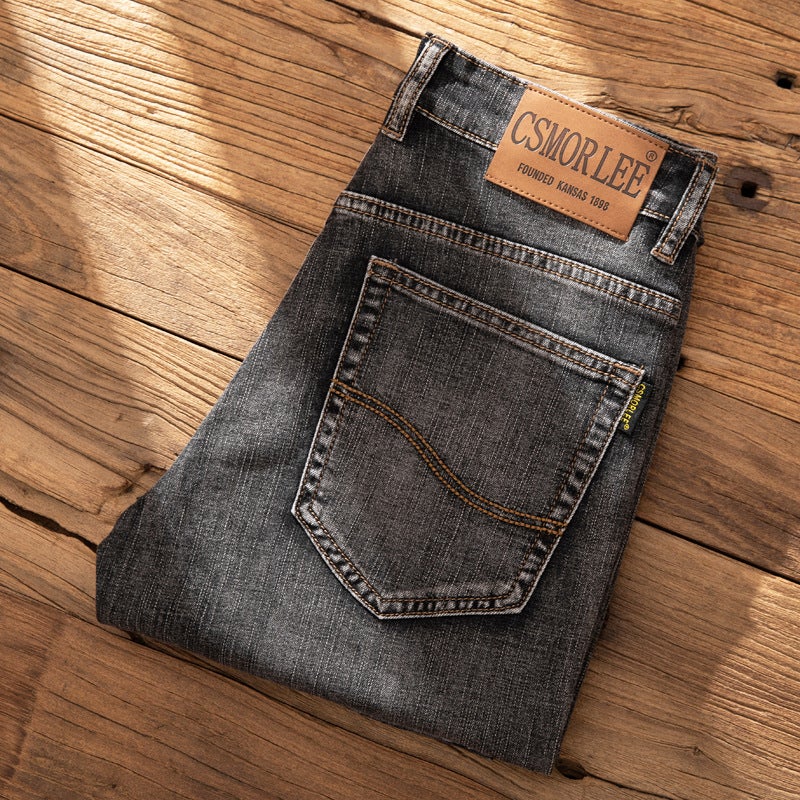 High-End Jeans Men'S Thick Men'S Straight Loose Trendy Slim-Fit Men'S Smoke Grey Pants - Image 3